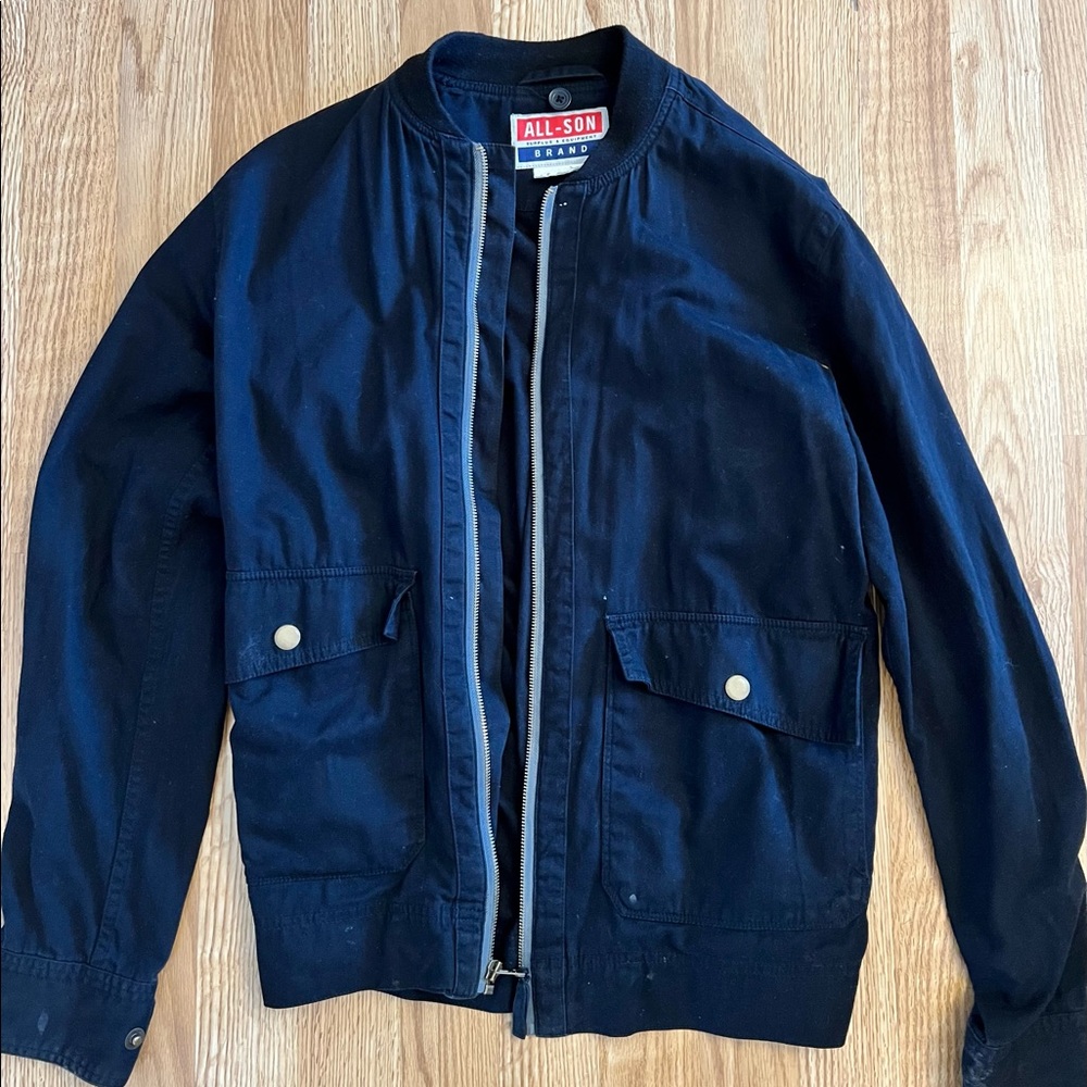 Dark blue light zipup small jacket size small